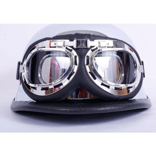Motorcycle Helmet WIth Goggles Cafe Racer Helmet Vintage Motorcycle Helmet Retro Half Helmet Chopper Biker Pilot