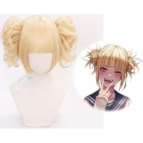 My Hero Academia Himiko Toga Cosplay Wig Light Gold Hair Heat Resistant Synthetic Halloween Cosplay Prop Role Play Accessory