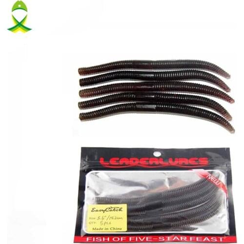 JSM 10pcs/lot 2bags14cm soft Fishing Lures Plastic Worm Sea Fishing Long Black earthworm Fishing Bait For Fishing soft lure