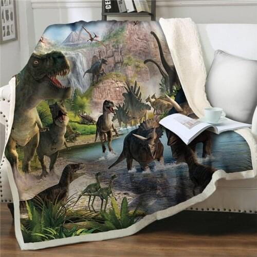 3D soft flannel Blanket virgin forest Blanket Bedding Throw Cartoon dinosaur Print Bedspread Sofa Gift quilt cover Home textiles