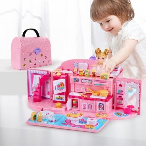 QWZ New Girls Toys Diy Doll House handbag Furniture Miniature Accessories Cute Dollhouse Birthday Gift House Toys for Children