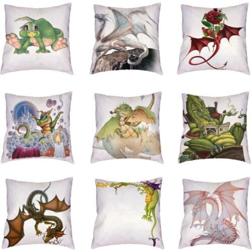 Gifts New Dinosaur Decorative White Pillow Case Vintage Newspaper Printed Home Decor Red Rose Polyester Peach Skin Cushion Cover
