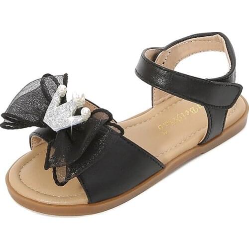 New Summer Girls Flat Heel Princess Sandals Children Shoes Glitter Leather Girls Kids Shoes For Party Dress Weddin Party Shoes