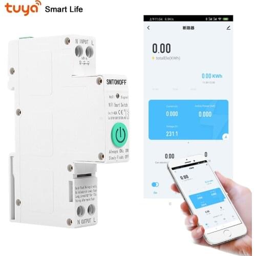 Single phase Tuya Din rail WIFI Smart Energy Meter leakage protection kWh Meter wattmeter voice control alexa