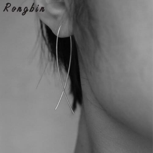Simple Punk Irregular Lines Earrings European Summer Black Gold Silver Color Earrings For Women Lady Fine Jewelry
