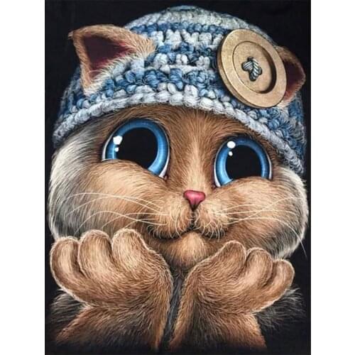 Fluffy cat DIY diamond drawing cartoon full diamond embroidery cross stitch rhinestone Mosaic painter home decoration