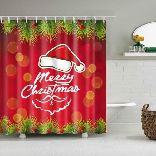 Christmas Decoration Shower Curtain Washable Eco-friendly Waterproof Curtain for bathroom With Plastic Hook B1010