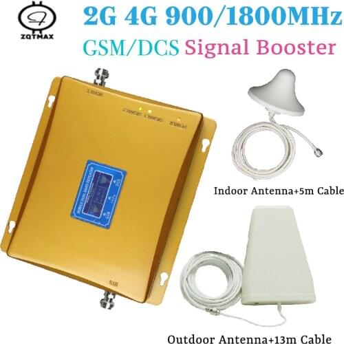 ZQTMAX GSM Mobile Signal Booster 2G 4G LTE Data Celular Amplifier Signal DCS 1800 repeater with antenna accessories