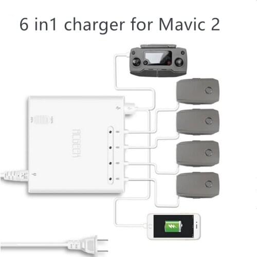 MAVIC 2 battery charger 6 in 1 output charging 4 battery port + 2USB port remote control charging for DJI mavic 2 pro zoom drone