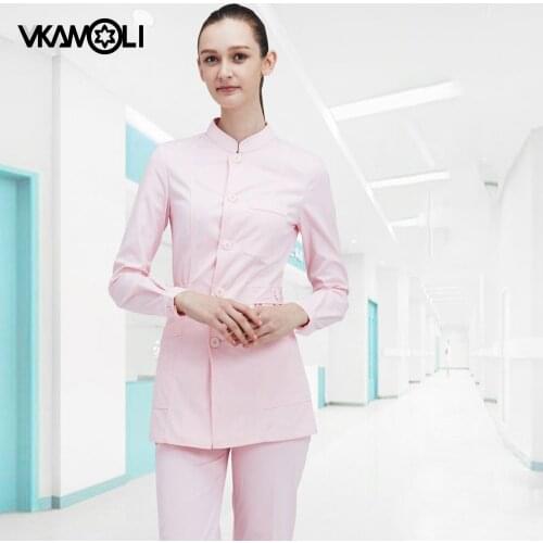 Womens working clothing Female uniform laboratory Coat Slim clothing scrub suit coat set working uniform