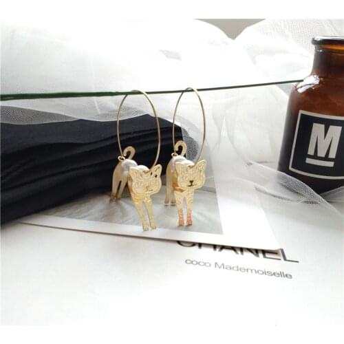 Earrings For Women Fashion Pop Charm Sexy Cat Gold 3D Dangler Eardrop Trendy Wedding Gift Cute