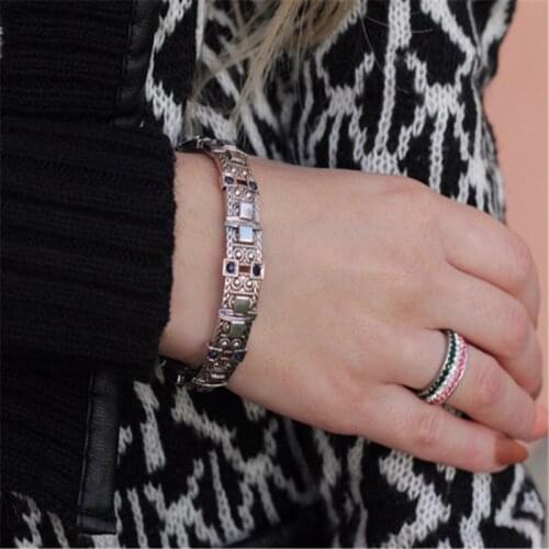 Vintage Rhinestone Bracelet For Women Adjustable Bohemia Armband Ancient Gold Metal Bracelets Bangles Fashion Jewelry