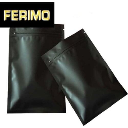 100pcs Small Matt Black Aluminum Foil Ziplock Bag Metallic Mylar Black Zipper Bag Herbal Powder Sugar Food Packaging