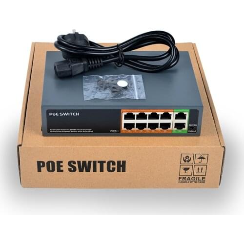 8CH PoE Injector Power Over Ethernet Switch For 48V POE HD IPC 30X PTZ Camera