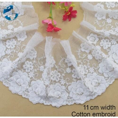 13cm width white cotton embroided lace ribbon guipure trim DIY wedding Accessories dolls lace african french lace applique#2999
