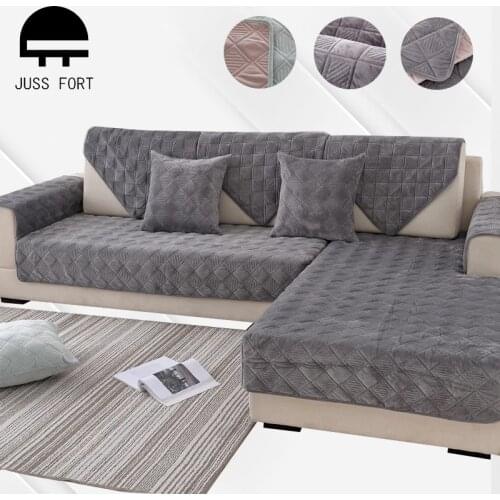 Thicken Short Plush Sofa Cover Solid Color Non-slip Sofa Cushion Towel for Living Room Furniture Decor Slipcovers Couch Covers