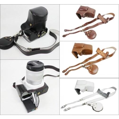 New Luxury Pu Leather Camera Case Bag For Canon EOS 200D Camera Cover With Strap Mini Pouch Removable Battery Design