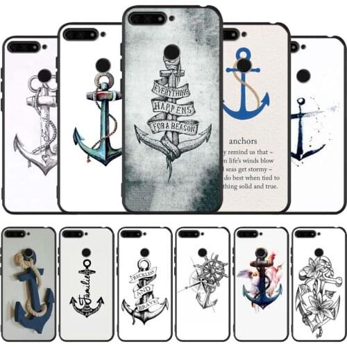 Anchor black Silicone Phone Case For honor 30 20 Pro 8 8X 9 10 20 Lite Mate 10 20 30 Lite Pro cover
