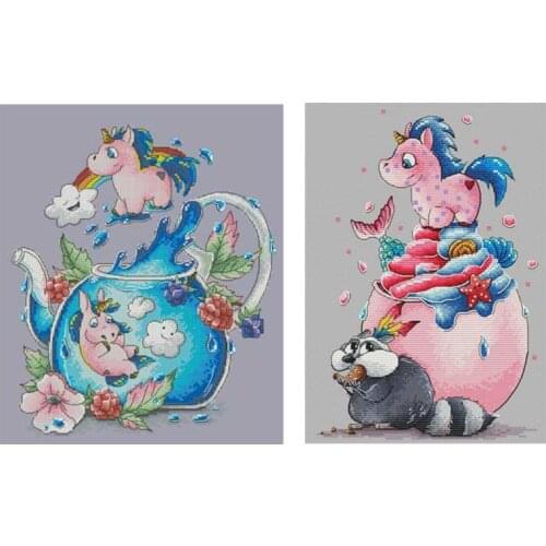 Unicorn patterns counted 11CT 14CT Cross Stitch Sets DIY Chinese Cross-stitch Kits Embroidery Needlework