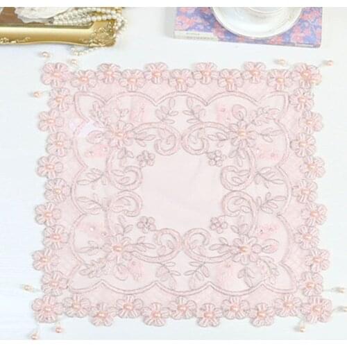 European Pink Handmade Beaded Pendant Placemats For Table Mat Cute Coaster Daughter Room Small Furniture Decoration Cover Cloth