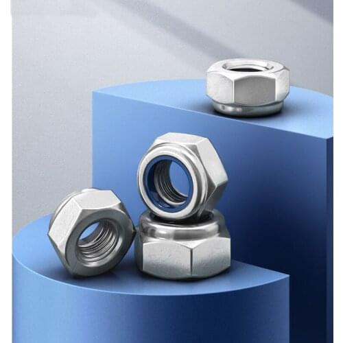 BAIRUITE 2/5/25pcs M2 M2.5 M3 M4 M5 M6 M8 M10 M12 M16 304 Stainless Steel Black Hex Nylon Insert Lock Nut Self-locking Nut Lock