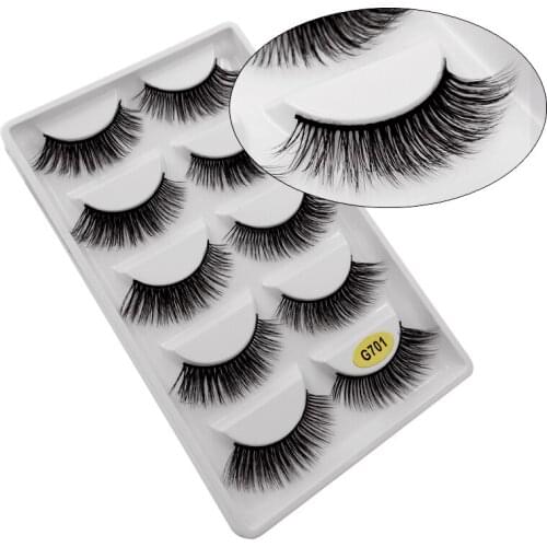 HBZGTLAD 5 pairs Mink Fake eyelashes 3D Natural False Eyelashes Mink Lashes Soft Eyelash Extension Makeup Kit Cilios G701