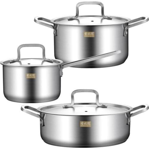 304 Stainless Steel Suit Pot Thickening European Style Milk Pot Soup Pot Combination Gift Pot Uncoated Pot Pots For Cooking