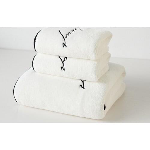 Extra Large 90x180cm Coral Velvet Bath Towel For Adult Quick Absorbent Breathable Face Towel Letter Embroidery Oversize Towel