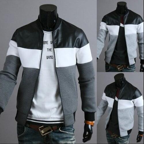 Jas Autumn New Clothes Men Bomber Jackets Outwear Mens Stand Collar Leather Patchwork Jacket Coat Streetwear Zip Up Veste Homme