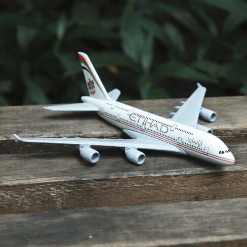 UAE Etihad Airways A380 Airplane Diecast Aircraft Model 6" Metal Aeroplane Home Office Decor Mini Moto Toys for Children