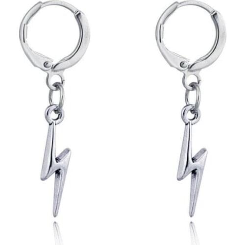 Fashion Personality Lightning Punk Circle Drop Earrings For Women Man Jewelry