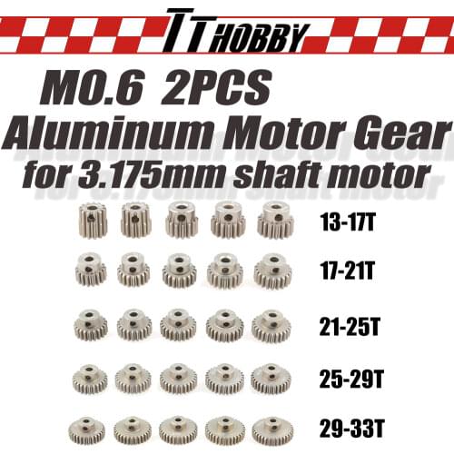 TTHOBBY 2PCS M0.6 Aluminum Metal Pinion Motor Gear 11T 13T 15T 17T 18T 20T 22T 24T 28T 30T 33T 3.175mm Shaft Motors 1/10 Rc Car