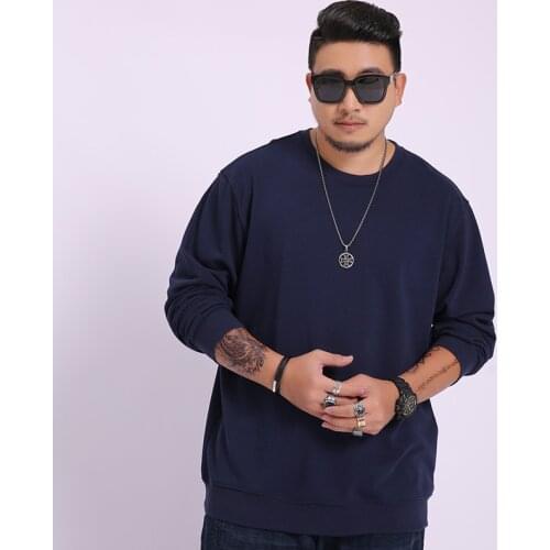 Mens long-sleeved solid color T-shirt 2021New Products in Fall Mens round neck loose casual long T-shirt Large size 7XL8XL