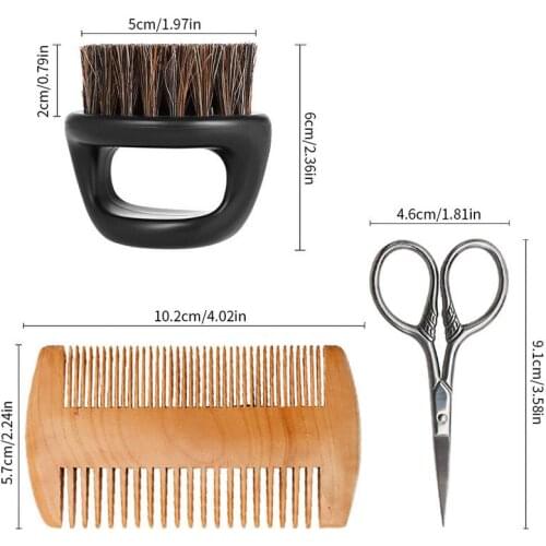 Mens Beard Comb and Brush Set - Wild Boar Brush Grease Growth Model Gloss Softness Styling Tool for dispensing ointment