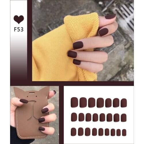 24pcs Red Frosted Matte False Nails Short Paragraph Removable Fashion Manicure Patch DIY Nail Art Fully Covered Nail Decoration