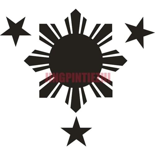 Car Stickers Vinyl Motorcycle Decal Car Window Body Black Philippines Propan 3 Stars 1 Sun Flag PC Side Fence Side Rear Truck