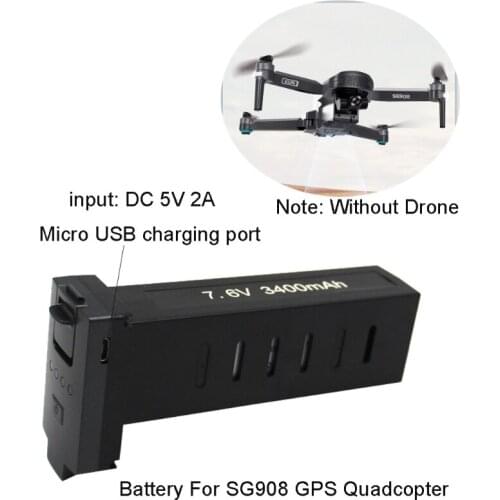 7.6V 3400mAh Rechargeable Lithium Polymer Battery Remote Control RC Drone Li-po Battery Compatible with ZLL SG908
