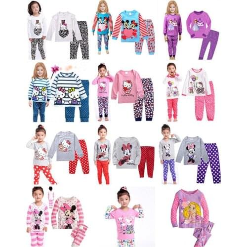 Kids Pajamas Set Children Sleepwear Cartoon Mickey Minnie Mouse Cars Pyjamas Pijamas Baby Boys Girl Cotton Nightwear Clothes Set