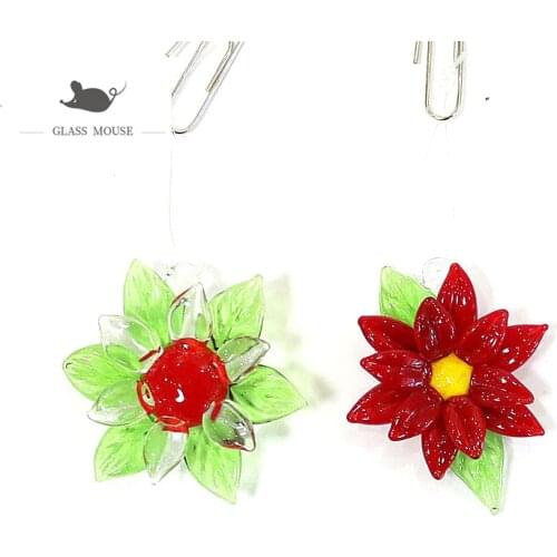Hanging Miniature Glass Flower Ornament Pendant Fairy Garden Home Decor Supplies Holiday Party Christmas Decoration Accessories