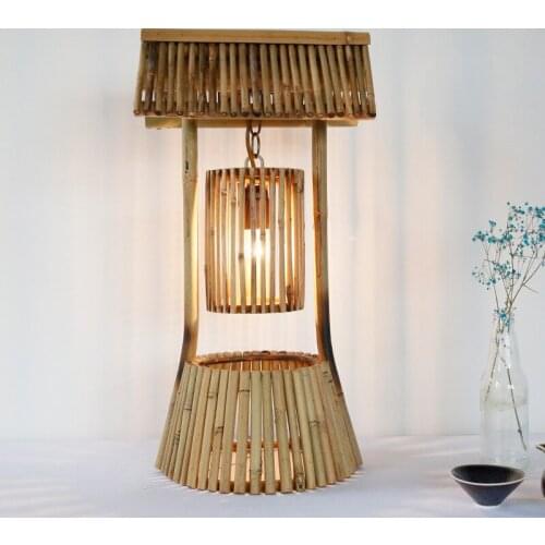 Retro American Rural retro simple Japanese bamboo weaving lamp coffee shop dining room bedroom bar decoration old lamp
