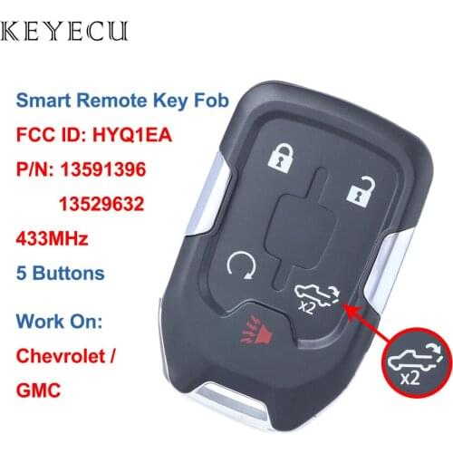Keyecu Smart Remote Car Key Fob 433MHz ID46 Chip for Chevrolet Silverado for GMC Sierra 1500 2500 3500 HYQ1EA 13591396 13529632