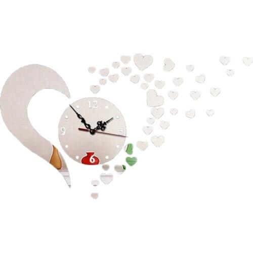 Modern DIY Large Wall Clock with Special Pattern Innovative 3D Mirror Surface Art Sticker Home Office Hotel Decor