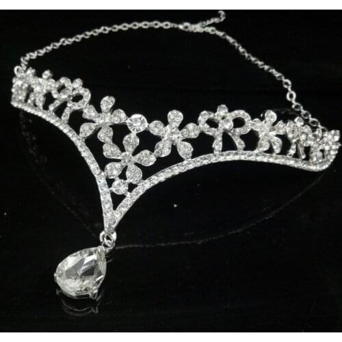 Crystal Wedding Bridal Indian Tikka Tiara Crown Bride Head Jewelry Women Hair Ornament Bride Hair Jewelry Accessories