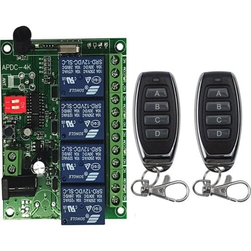 Universal Wireless Remote Control DC 12V 24V 4CH 10A Relay Receiver Module RF Switch Remote Control For Gate Garage Opener