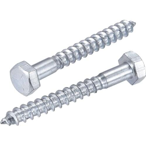 Uxcell Hex Lag Screws, M10 x 80mm Carbon Steel Zinc Plated Half Thread Self-Tapping Bolts for Wood Screw 10Pcs