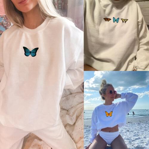 Winter Hoodies Women Sweatshirts Harajuku Fashion Butterfly Print Hooded Aesthetic Hoodie Ladies Butterfly Hoody Streetwear