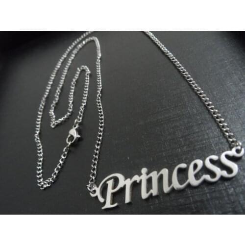 New style stainless steel Letter Name Princess Pendant Women Necklace 20 inch