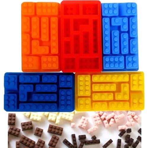 1pcs building block Blocks Shaped Rectangular Chocolate Silicone Mold Ice Cube Tray Cake DIY Tools Fondant Moulds 10Hole