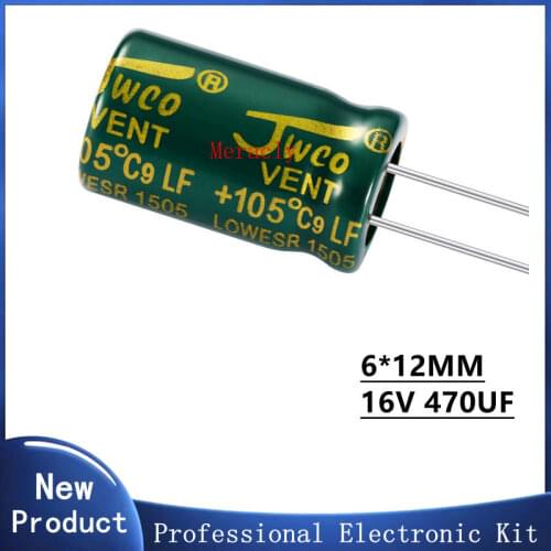 10PCS 16V 470UF 20% High frequency and low impedance in-line aluminum electrolytic capacitors long life Brand new authentic