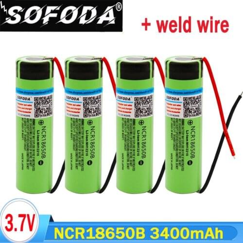 100% New original NCR18650BDIY + 3.7V/4.2V to 3400 mAh 18650 lithium rechargeable battery for panasonic battery Outgoing line